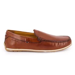 PIERRE CARDIN Mocassins cognac en cuir lisse semelle fine Homme MARRON Online