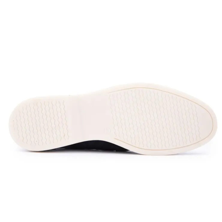 PIERRE CARDIN Mocassins cuir daim semelle blanche avec surpiqure blanche Homme BLEU FONCE Outlet