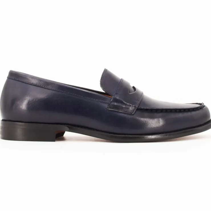 BILL TORNADE Mocassins cuir veron élégants classiques Homme BLEU FONCE Discount