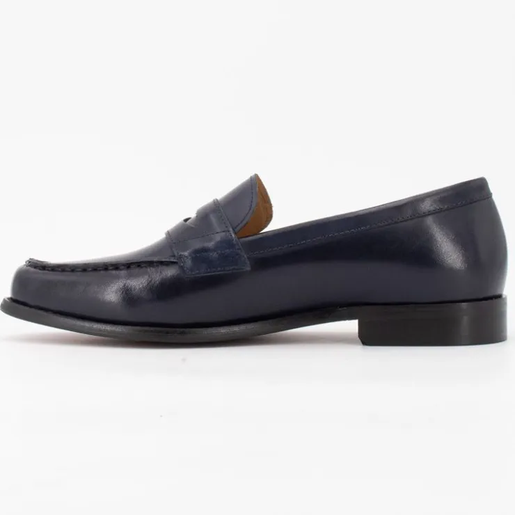 BILL TORNADE Mocassins cuir veron élégants classiques Homme BLEU FONCE Discount