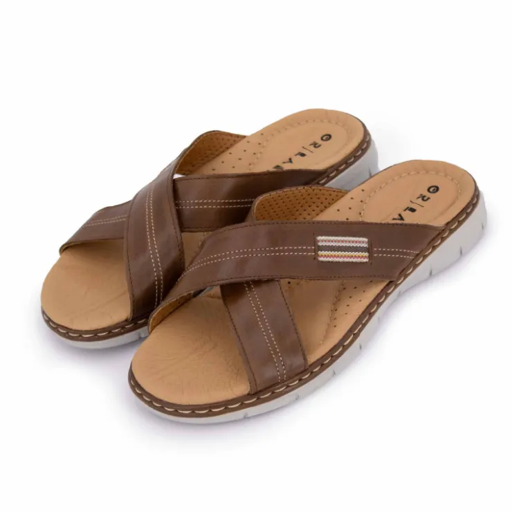 OR'LAND Mule cuir uni t39-45 Homme MARRON New