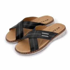 OR'LAND Mule cuir uni t39-45 Homme NOIR Hot