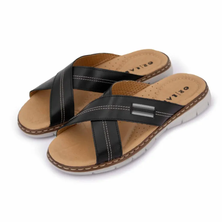 OR'LAND Mule cuir uni t39-45 Homme NOIR Hot