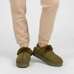 MANOUKIAN Mule fourree elastique derriere olympe Femme KAKI Discount