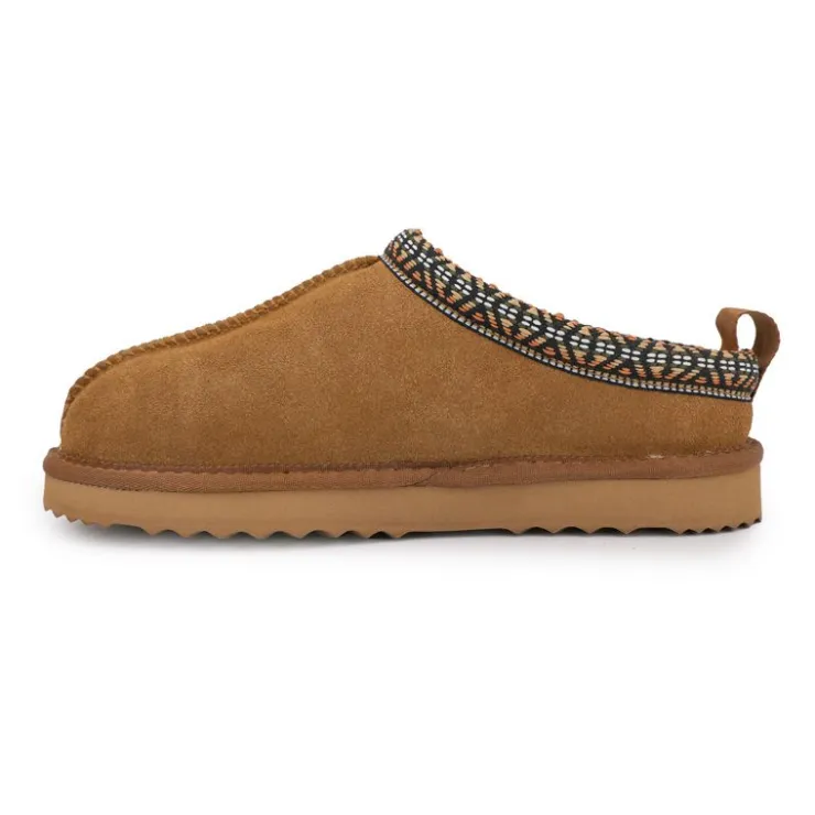 KELARA Mule fourrure bande liseré ethnique Femme MARRON CLAIR Best