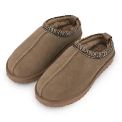 KELARA Mule fourrure bande liseré ethnique Femme MARRON Sale