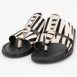 DEELUXE 74 Mules Arela cuir imprimé zébré Femme NOIR Hot