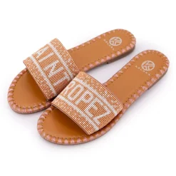 KELARA Mules avec bride à perles inscription saint tropez Femme ROSE CLAIR Online