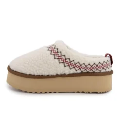 KELARA Mules basses mouton avec broderie Femme BLANC ECRU Clearance