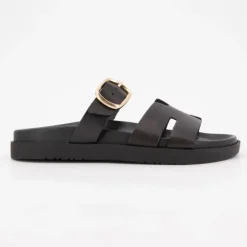 I AM Mules boucle dorée lanières en cuir Femme NOIR Online