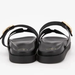 I AM Mules boucle dorée lanières en cuir Femme NOIR Online