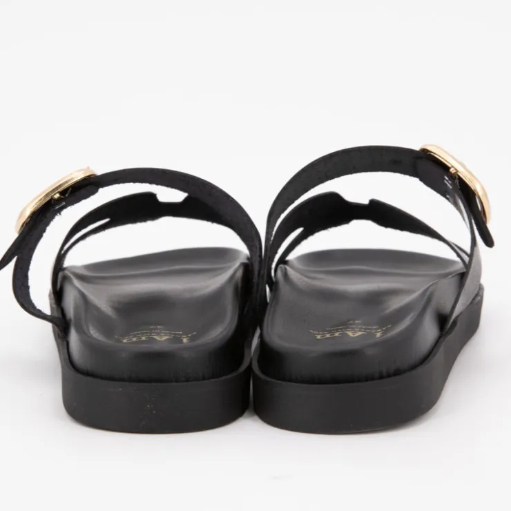 I AM Mules boucle dorée lanières en cuir Femme NOIR Online