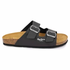 PEPE JEANS Mules boucle plate double bride uni Homme NOIR Sale