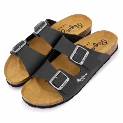 PEPE JEANS Mules boucle plate double bride uni Homme NOIR Sale