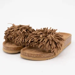 DEELUXE 74 Mules camel Natou avec pompons Femme MARRON Hot