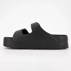 AMERICAN COLLEGE Mules compensées avec boucles Femme NOIR New