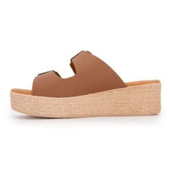 BIOSTOCK Mules compensées double boucle semelle épaisse effet corde Femme MARRON Online