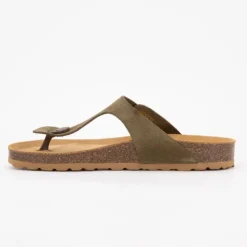 I AM Mules cuir entre doigt Femme KAKI Best