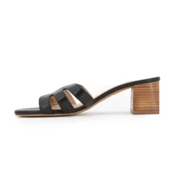 LES TROPEZIENNES PAR M.BELARBI Mules cuir Livia à talons 5cm Femme NOIR Discount