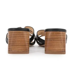 LES TROPEZIENNES PAR M.BELARBI Mules cuir Livia à talons 5cm Femme NOIR Discount