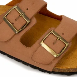 WHY LAND Mules cuir toile légère double bride Homme CUIVRE Best