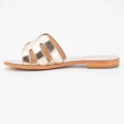 LES TROPEZIENNES PAR M.BELARBI Mules damia en cuir avec logo Femme OR Discount