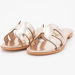 LES TROPEZIENNES PAR M.BELARBI Mules damia en cuir avec logo Femme OR Discount