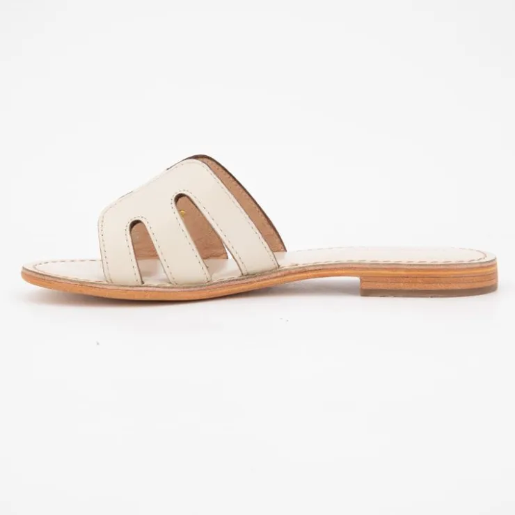LES TROPEZIENNES PAR M.BELARBI Mules damia en cuir avec logo Femme BLANC ECRU Clearance
