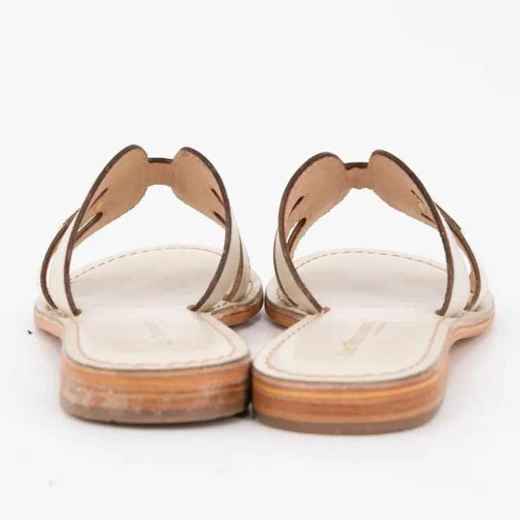 LES TROPEZIENNES PAR M.BELARBI Mules damia en cuir avec logo Femme BLANC ECRU Clearance