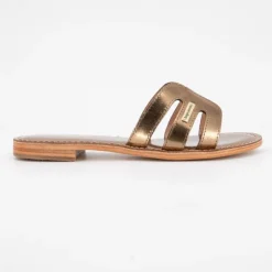 LES TROPEZIENNES PAR M.BELARBI Mules damia en cuir avec logo Femme BRONZE Clearance