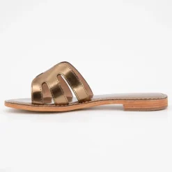 LES TROPEZIENNES PAR M.BELARBI Mules damia en cuir avec logo Femme BRONZE Clearance