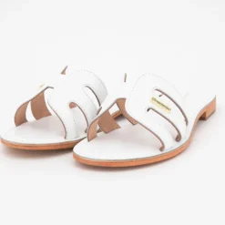 LES TROPEZIENNES PAR M.BELARBI Mules damia en cuir avec logo Femme BLANC Online