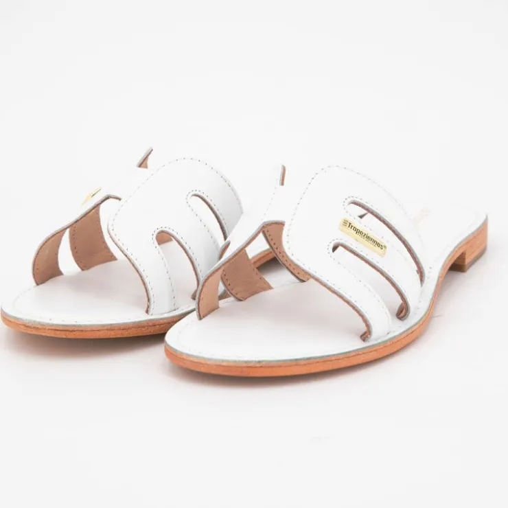 LES TROPEZIENNES PAR M.BELARBI Mules damia en cuir avec logo Femme BLANC Online