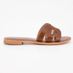 LES TROPEZIENNES PAR M.BELARBI Mules damia en cuir avec logo Femme MARRON Hot