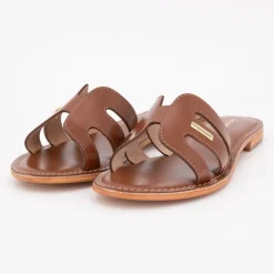 LES TROPEZIENNES PAR M.BELARBI Mules damia en cuir avec logo Femme MARRON Hot