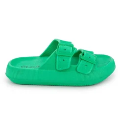 LAURA VITA Mules double bride nuon texturée 35/43 Femme VERT Discount