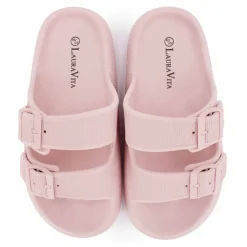 LAURA VITA Mules double bride nuon texturée 35/43 Femme ROSE CLAIR
