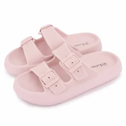 LAURA VITA Mules double bride nuon texturée 35/43 Femme ROSE CLAIR