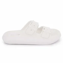 LAURA VITA Mules double bride nuon texturée 35/43 Femme BLANC Discount