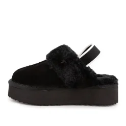 KELARA Mules en cuir fourrées avec élastique Femme NOIR Outlet