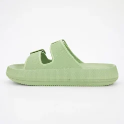 AMERICAN COLLEGE Mules en plastique double brides à boucles semelle épaisse Femme VERT Outlet