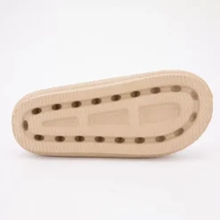 AMERICAN COLLEGE Mules en plastique double brides à boucles semelle épaisse Femme BEIGE New