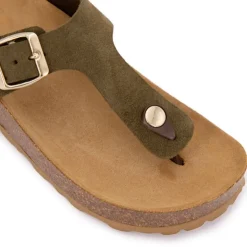 I AM Mules entre doigt en daim Femme KAKI Discount