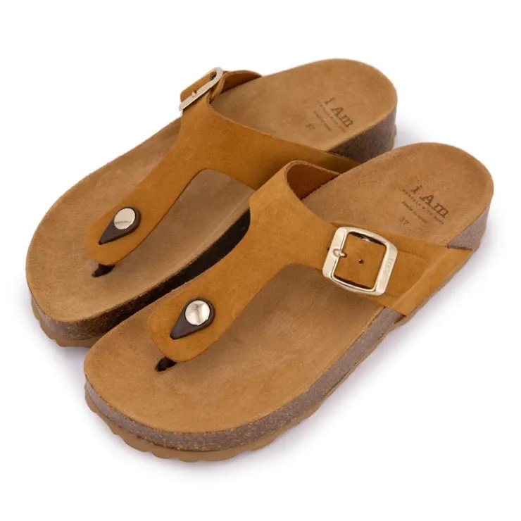 I AM Mules entre doigt en daim Femme JAUNE Sale