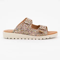 CARLA TORTOSA Mules glitter arc en ciel platino double boucle Enfant MULTICOLORE Online