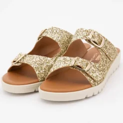 CARLA TORTOSA Mules glitter arc en ciel platino double boucle Enfant OR Discount