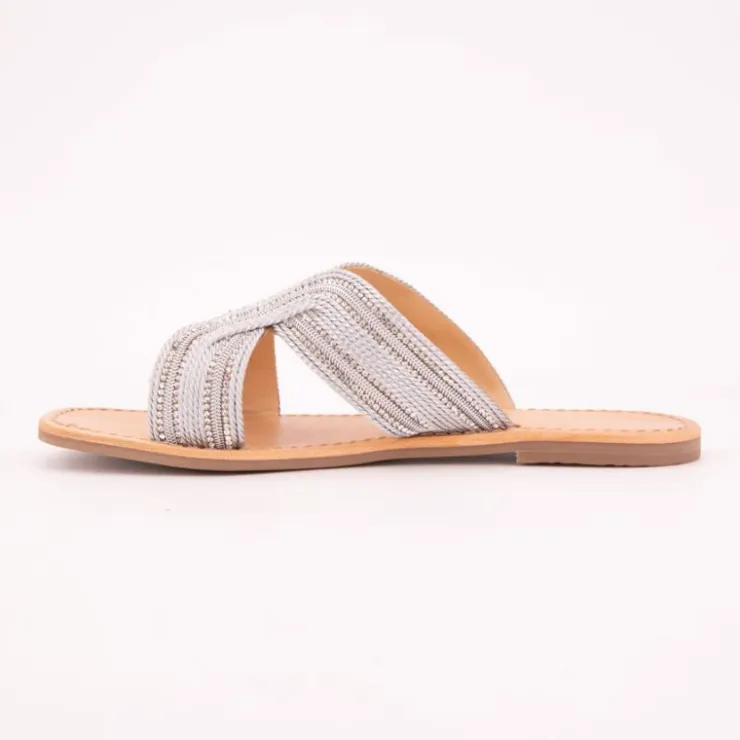 LES TROPEZIENNES PAR M.BELARBI Mules habana avec strass Femme ARGENT Discount