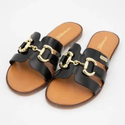 LES TROPEZIENNES PAR M.BELARBI Mules hamia tan avec boucle dorée Femme NOIR Best