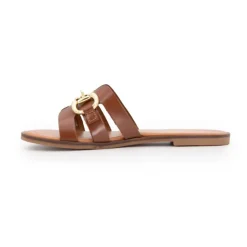 LES TROPEZIENNES PAR M.BELARBI Mules hamia tan avec boucle dorée Femme MARRON Discount