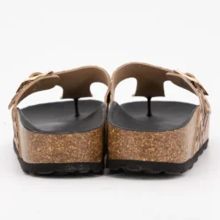 I AM Mules léopard cuir entre doigt semelle foncée Femme MARRON CLAIR Sale